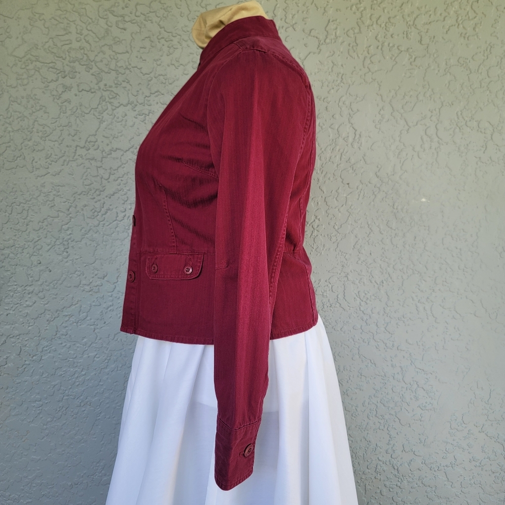 ❤️Red Burgundy Fall Jacket 100% Cotton Vintage Apt 9  sz Large Light Jacket EUC - Picture 4 of 12